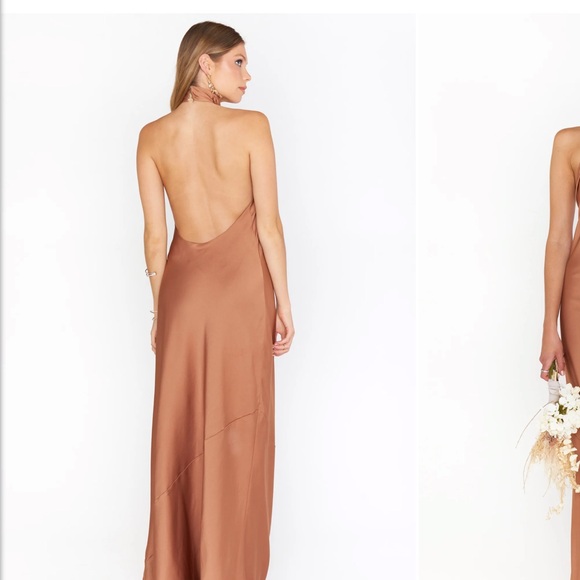 Show Me Your Mumu Jasmine Halter Dress in color Copper. - Picture 2 of 7